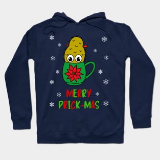 Merry Prick Mas - Small Christmas Cactus In Poinsettia Mug Hoodie